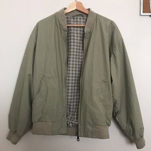 Army Green Bomber Jacket w/ Checkered Lining